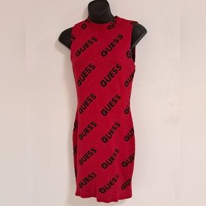 GUESS Logo Knit Vintage Red Sleeveless Dress Misses Size Small